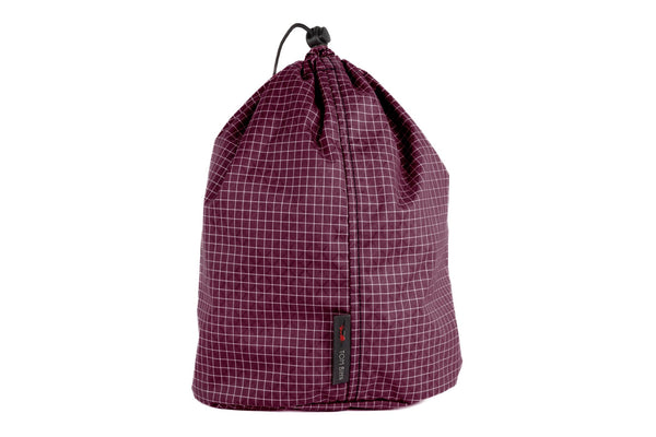 A Size 4 Acai (dark purple with white grid) 200 Halcyon Travel Stuff Sack.